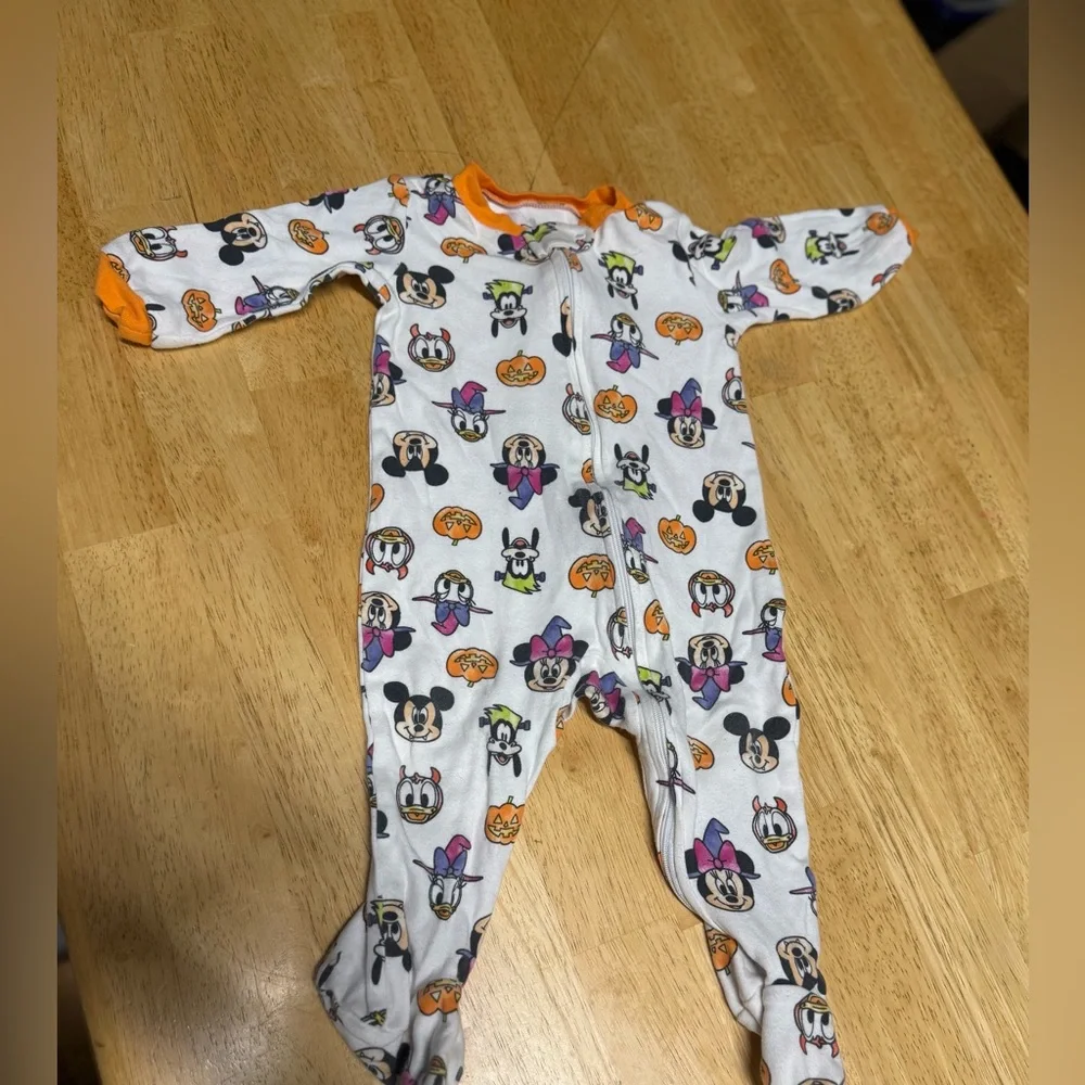 6-9 months- Disney Halloween Themed Kids One Piece‎ - White and Orange